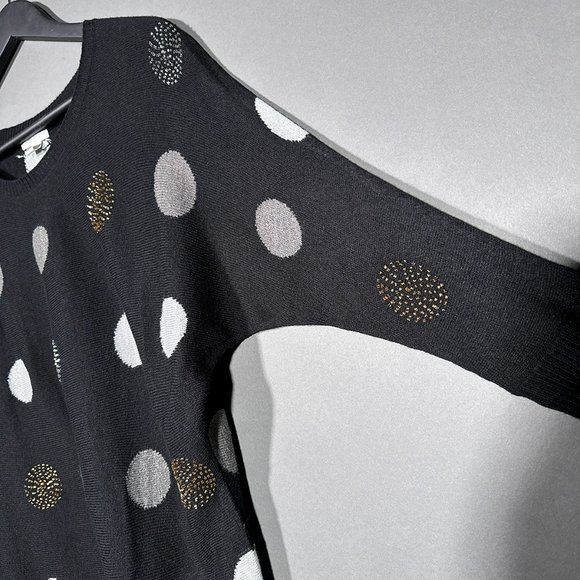 Charter Club Black Lightweight Sweater Silver/Gold Circles With Beads Size L - Picture 6 of 12